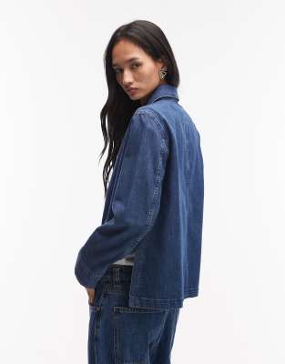 ARKET clean utility denim overshirt in dark blue wash | ASOS