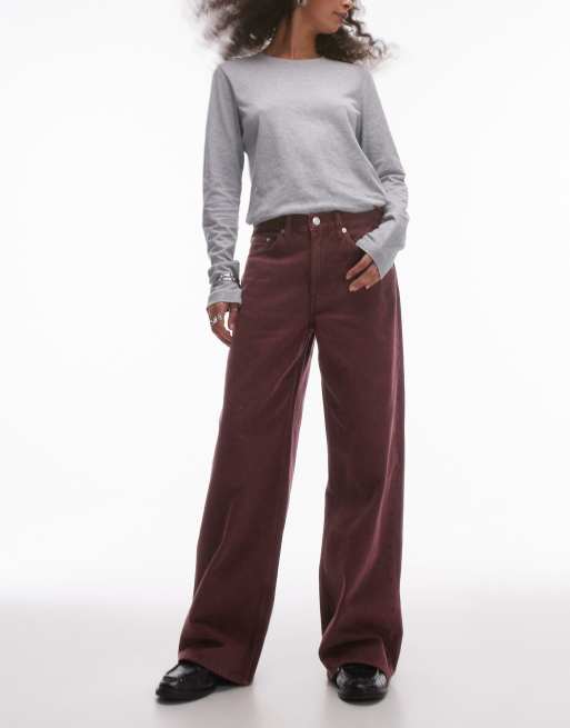 ARKET - Cloud - Jeans a fondo ampio larghi a vita bassa bordeaux slavato