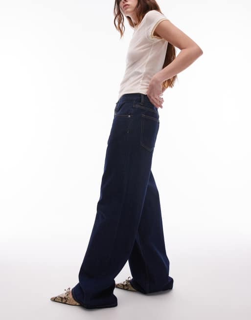 ARKET Cloud low rise baggy wide leg jeans in blue rinse wash, 3 of 5