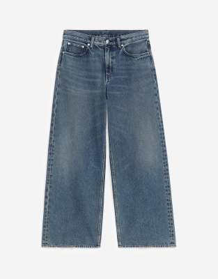 Arket Cloud Low Rise Baggy Wide Leg Jeans In Dark Wash Blue