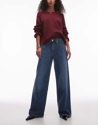 Cloud low rise baggy wide leg jeans in dusty blue