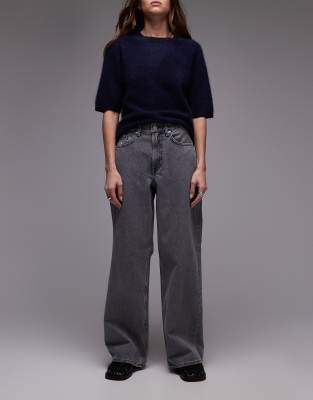 Cloud low rise baggy wide leg jeans in light washed gray