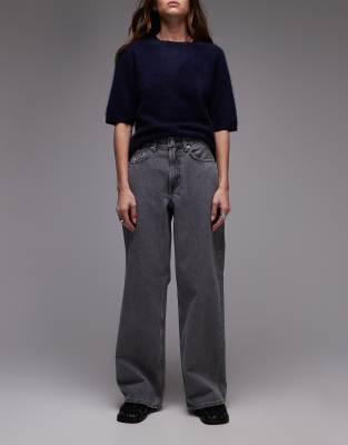 Cloud low rise baggy wide leg jeans in washed gray