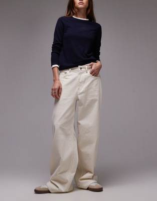 Arket Cloud Low Rise Baggy Wide Leg Stretch Cord Pants In Ecru-white
