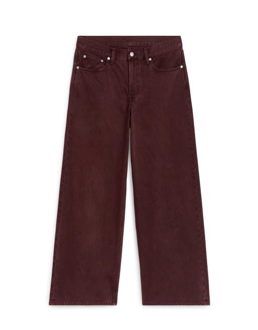 ARKET - Cloud - Vasket bordeaux posede jeans med lav talje med vide ben, 3 af 5