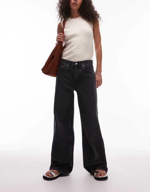 ARKET – Cloud – Weite Jeans in dunkelgrauer Waschung mit niedrigem Bund und weitem Bein