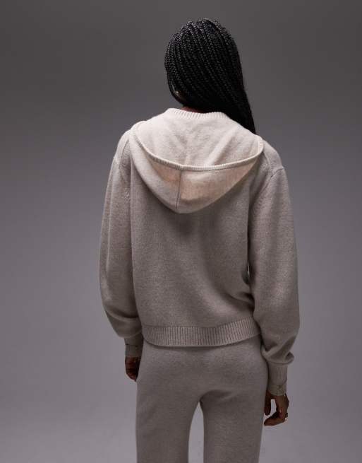 ARKET co-ord cashmere hoodie in light beige melange, 4 of 4