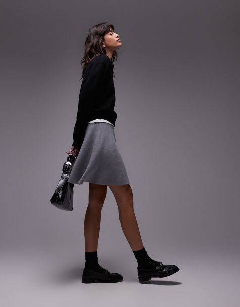 ARKET co-ord compact knit mini flippy skirt in grey - view 1