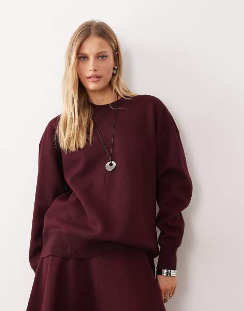 ARKET co-ord double-faced wool rich sweatshirt in burgundy