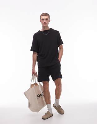 Arket ARKET co-ord pull on soft touch towelling shorts in black
