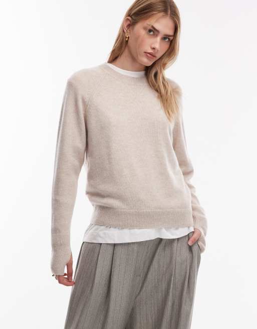 ARKET co-ord pure cashmere knitted sweater in beige melange