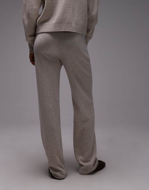 ARKET co-ord pure cashmere knitted trousers with pull-on waist in beige melange, 3 of 5