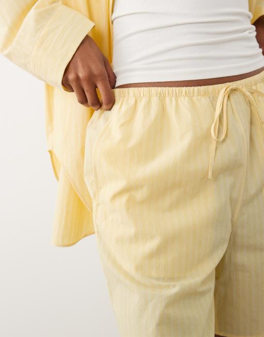 ARKET co-ord pure cotton beach shorts in yellow stripe, 4 of 5