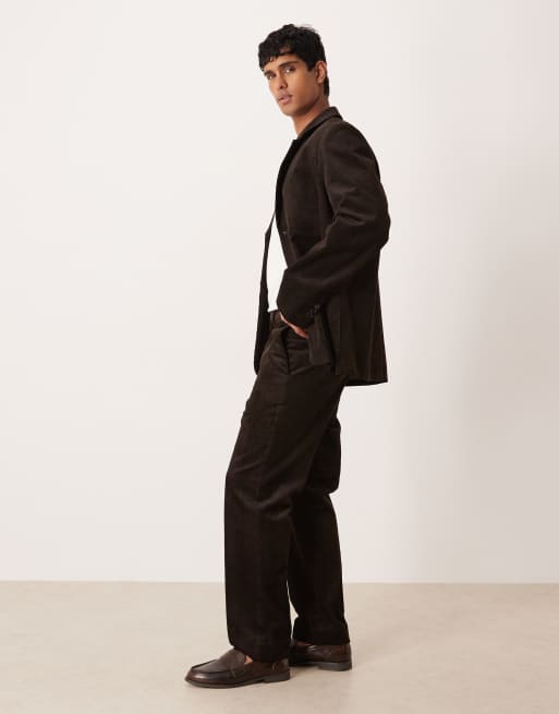 ARKET co-ord pure cotton cord straight leg pants in dark brown, 3 of 5