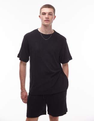 Arket ARKET co-ord pure cotton soft touch towelling oversized t-shirt in black