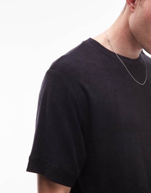 ARKET co-ord pure cotton soft touch towelling oversized t-shirt in black, 4 of 4
