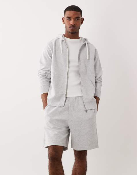 ARKET - Co-ord set van katoenrijke sweaterstof in gemêleerd lichtgrijs - view 1