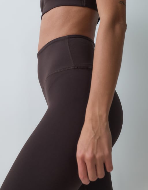 ARKET co-ord soft seamless leggings in dark brown, 3 of 5