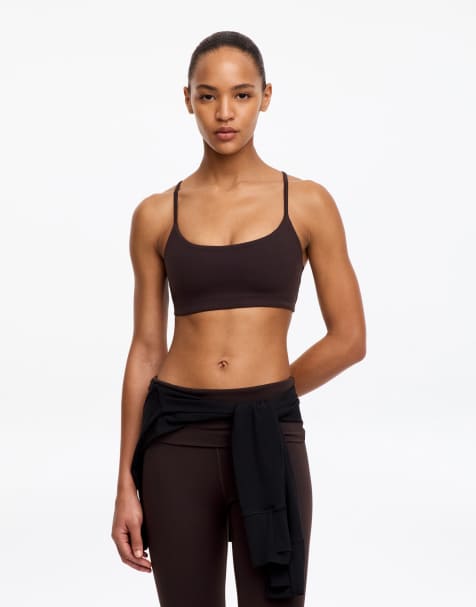 ARKET co-ord soft seamless sports bra in dark brown