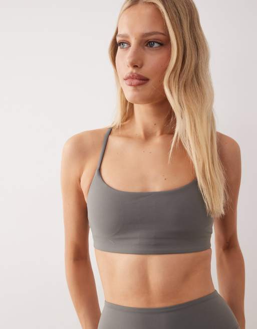 ARKET co-ord soft seamless sports bra in grey, 3 of 4