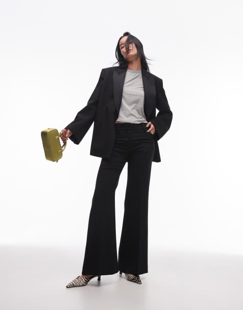 ARKET co-ord tailored tuxedo kick flare trousers in black