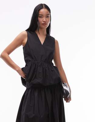 Arket Co-ord V-neck Peplum Top In Black