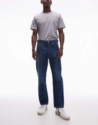Arket ARKET Coast relaxed tapered jeans in dark wash blue