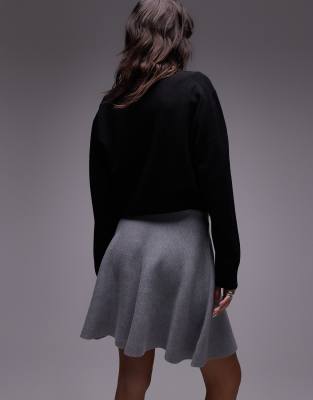 Shop Arket Compact Knit Mini Flippy Skirt In Gray