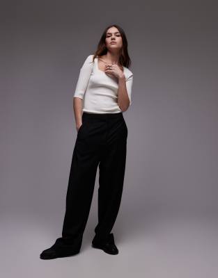 Arket Compact Rib Knit Top With Square Neckline