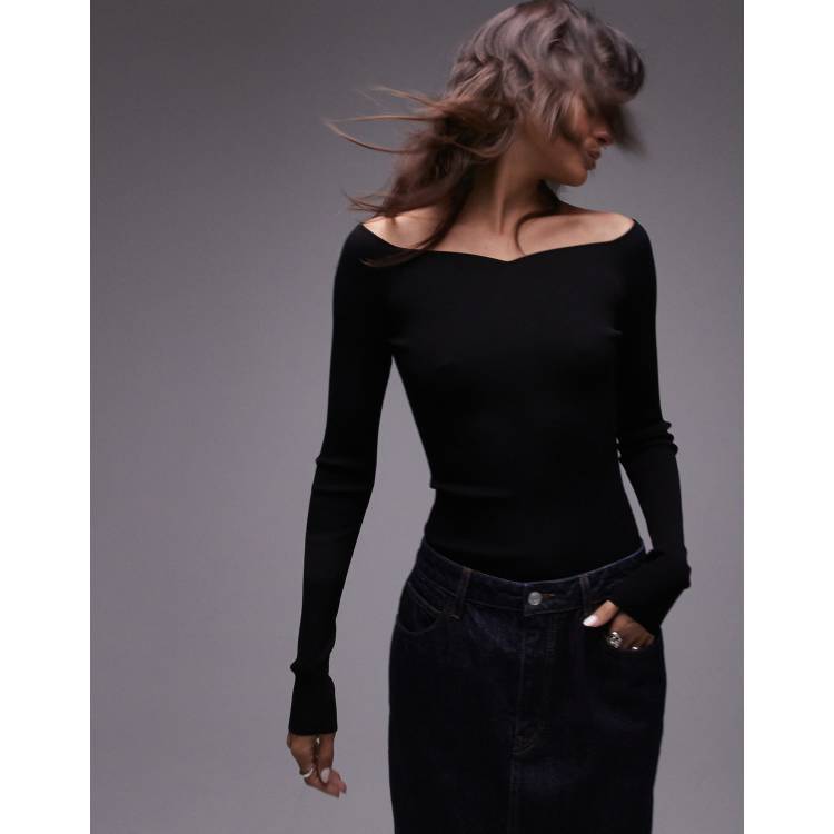 ARKET compact slinky compact knit top with off shoulder