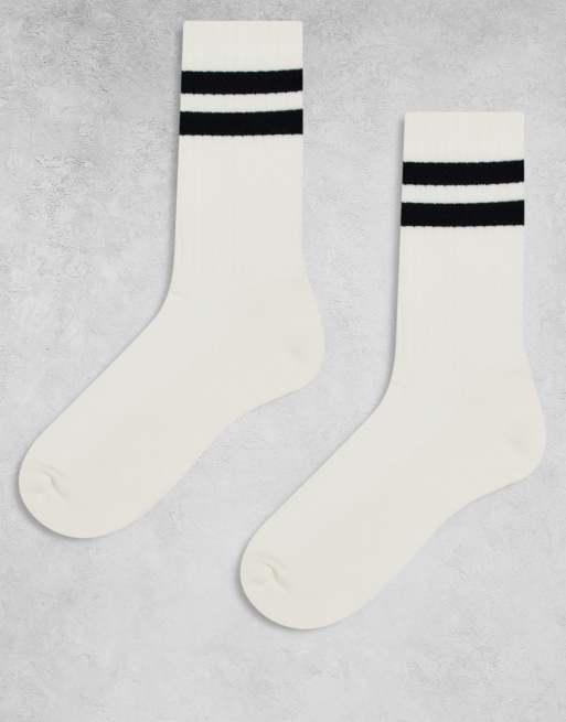 ARKET - Confezione da 2 paia di calzini sportivi bianchi con righe blu scuro