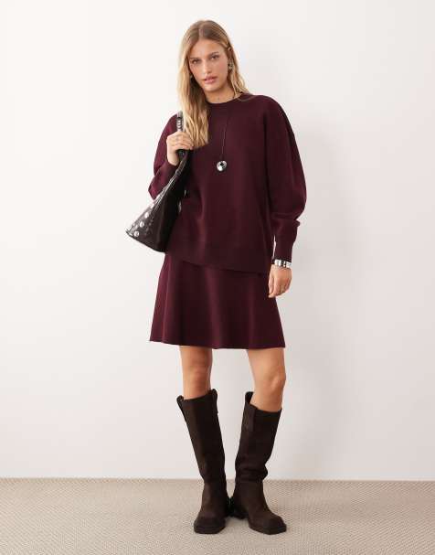 ARKET - Coordinato con minigonna svasata in misto lana rosso scuro - view 1