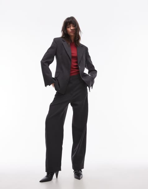 ARKET - Coordinato in misto lana elasticizzato color grigio mélange composto da blazer e pantaloni con gamba a cilindro - view 1