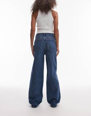 Arket Coral High Rise Relaxed Leg Jeans With Pintuck In Blue