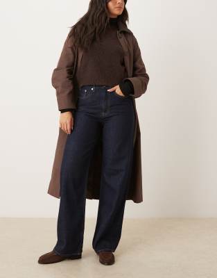 Arket ARKET Coral high waist relaxed leg jean in darkwash indigo blue rinse-Navy