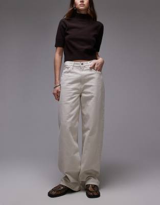 Coral high waist relaxed leg jeans in off-white