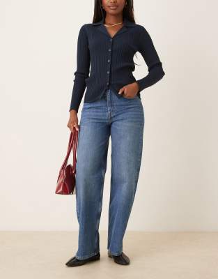 Arket Coral High Waist Relaxed Leg Jeans In Blue