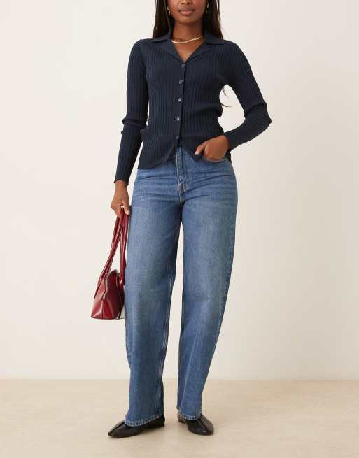 ARKET Coral high waist relaxed leg jeans in vintage mid wash blue