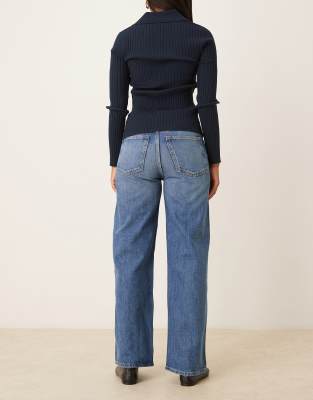 Arket Coral High Waist Relaxed Leg Jeans In Blue