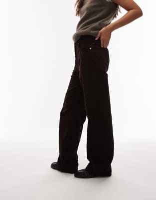 Arket Coral Low Rise Baggy Wide Leg Stretch Cord Pants In Brown