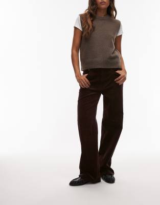 Arket ARKET Coral low rise baggy wide leg stretch cord trousers in burgundy-Red