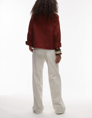 Arket Coral Low Rise Baggy Wide Leg Stretch Corduroy Pants In White