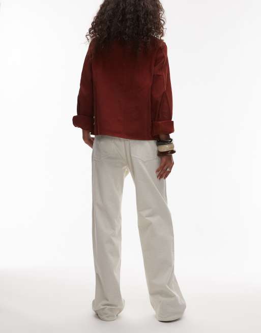 ARKET Coral low rise baggy wide leg stretch corduroy pants in off white