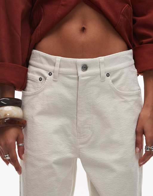 ARKET Coral low rise baggy wide leg stretch corduroy pants in off white, 5 of 5