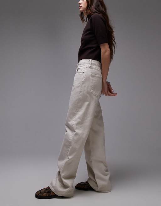 ARKET - Coral - Ruimvallende jeans met hoge taille in gebroken wit, 3 van 5