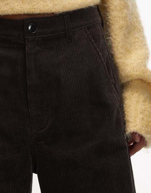 ARKET cord barrel leg trousers in seam detail in brown, 4 of 5