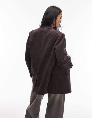 Arket Cord Double Breasted Blazer Coat In Brown