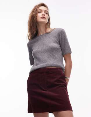 Arket ARKET cord mini skirt in burgundy-Red