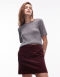 [Arket] ARKET cord mini skirt in burgundy-Red 40 Burgandy