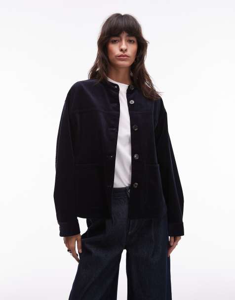 ARKET cord overshirt with utility pockets in navy blue - view 1